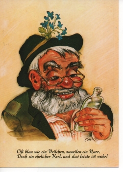 Ansichtskarte "Oft blau wie ein Veilchen, zuweilen ein Narr. Doch ein ehrlicher Kerl, und das letzte ist wahr!"